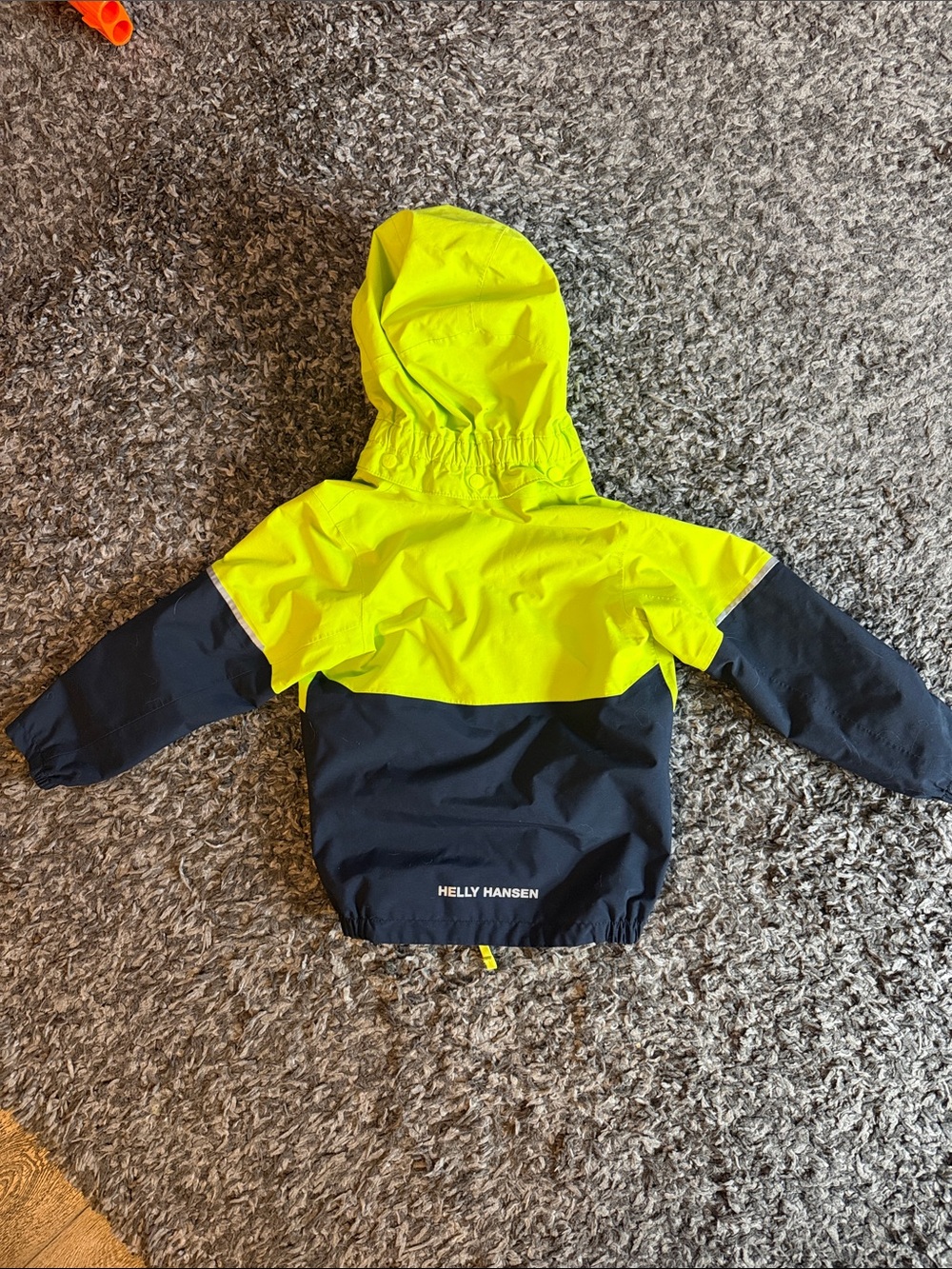 Helly Hansen Kids Lime and Navy Waterproof Hooded Rain Jacket - Picture 8 of 9